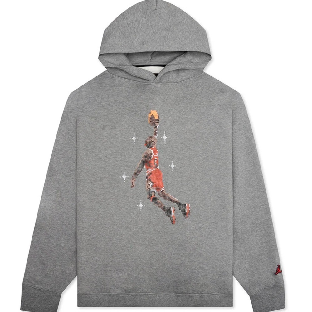 Jordan Gray Hoodie with Pixel Graphic